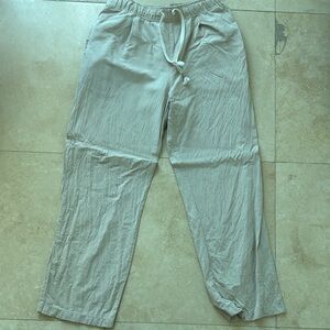 Uniqlo Women's Light Beige Straight Leg Drawstring Pants